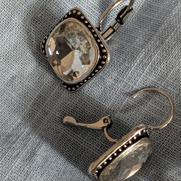 Cubic Zirconia Drop Earrings, Vintage - Picture 6 of 8